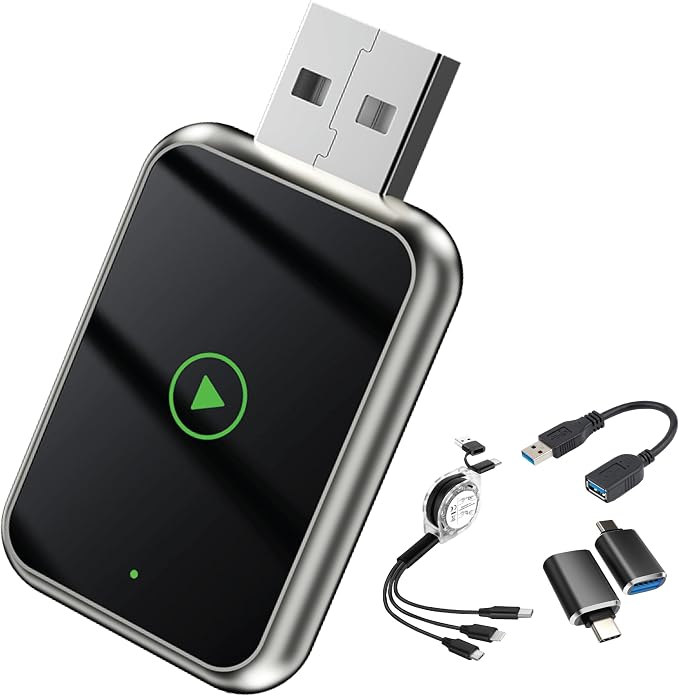2026 Upgraded 2in1 Wireless CarPlay Adapter & Android Auto Compatible Cars, Fast Auto-Connect, Convert Wired to Wireless CarPlay Adapter, Stable Connection,Mini USB Converter for Car Play Vehicle iOS