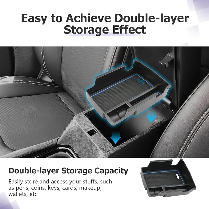LUWU Center Console Organizer Compatible with Jeep Compass 2021-2025/Dodge Hornet 2023-2026 Accessories Armrest Console Storage Box Insert Tray ABS Material Coin Container Blue