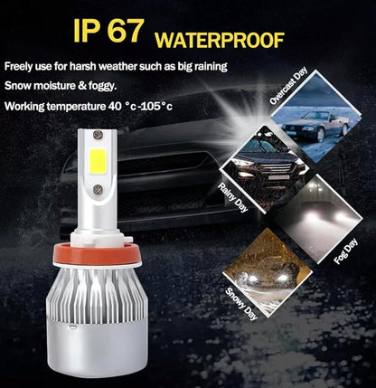 2PCS H11/9006/9005/H7/H4/H13/9007/9004 Car LED Light, 6000K 3800LM Super Bright High and Low Beam Bulb C6 LED Fog Light Headlight Bulb Replacement, Plug & Play, Car/trucks (9005/9140/9145/HB3)
