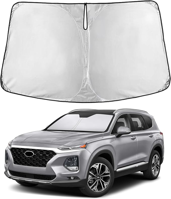 EcoNour Windshield Sunshade Compatible for Hyundai Santa Fe 2013-2016 2017 2018, Sun Visor for Front Windshield & Window Sun Shade Cover, UV Heat Blocker & Protector, Car Accessories