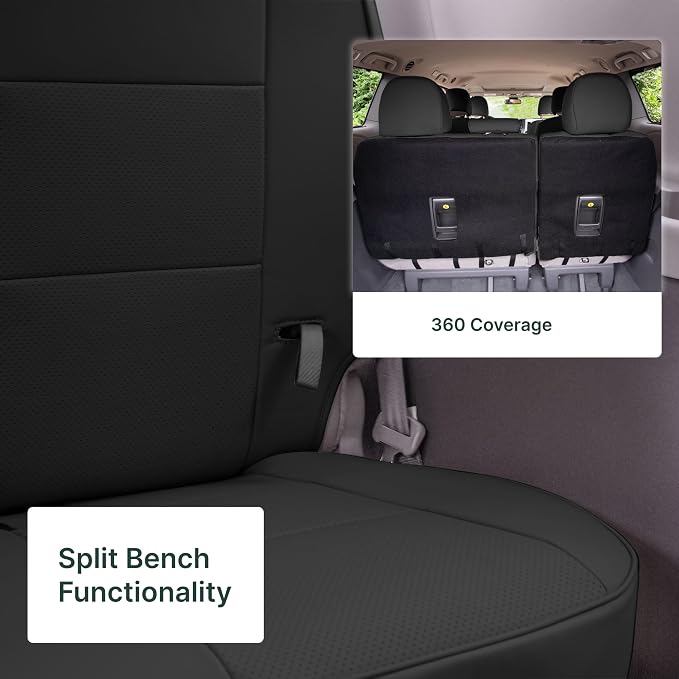 FH Group Custom Fit Car Seat Covers Specifically Made for 2011-2020 Toyota Sienna 7 Passenger, Car Seat Cover 3rd Row, Automotive Seat Covers in Black Faux Leather, Waterproof and Washable Seat Covers
