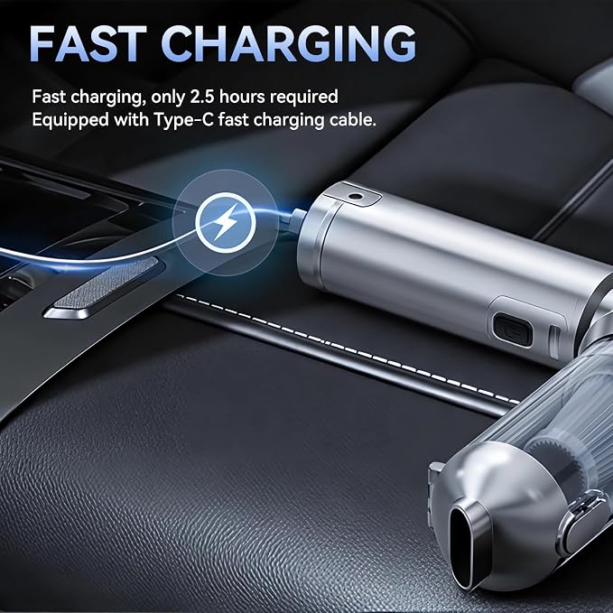 NWDEY Car Vacuum Cleaner High Power 20000Pa – Cordless Handheld Mini Vacuum & Air Duster for Car & Desk, Home, Office & Camping, Ideal Gift for Men & Women, 6000mAh Battery (Fast Charging Edition)