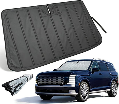 Thickened Windshield Sun Shade for Hyundai Palisade 2020-2026 | Accordion Front Window Sunshade Aluminum Reflective UV Protection Shield, Foldable Sun Visor with Storage Bag Car accessories