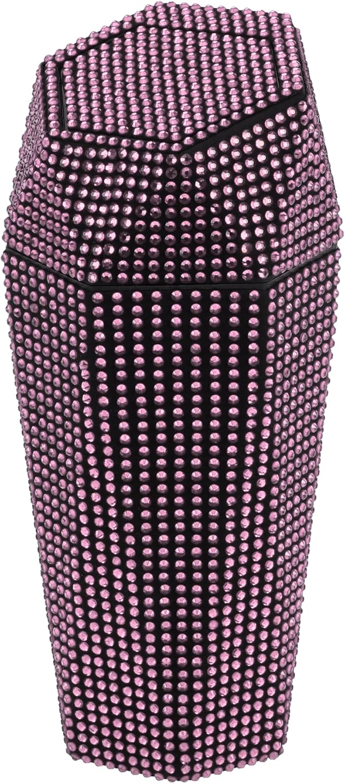 ACROPIX Car Trash Can Trash Bin Rhinestones Portable 3.5" Length 3.1" Width 7.9" Height Pink Rhinestone Plastic