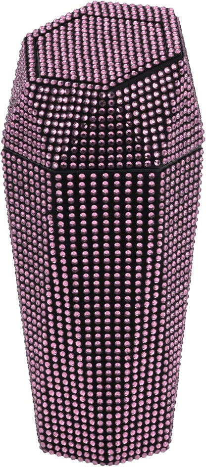 ACROPIX Car Trash Can Trash Bin Rhinestones Portable 3.5" Length 3.1" Width 7.9" Height Pink Rhinestone Plastic