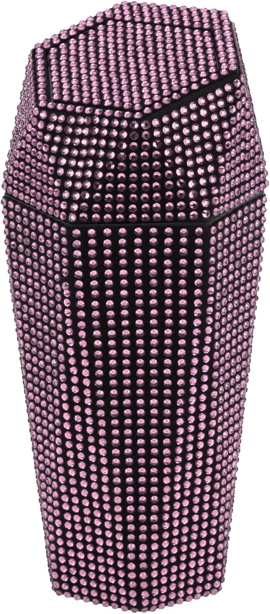 ACROPIX Car Trash Can Trash Bin Rhinestones Portable 3.5" Length 3.1" Width 7.9" Height Pink Rhinestone Plastic