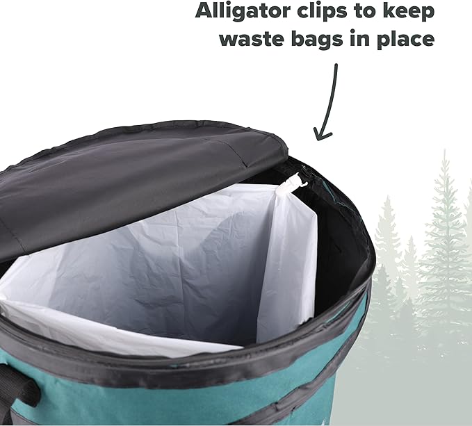Coghlan's Deluxe Durable Pop-Up Trash Can – Collapsible Garbage Bin with Zippered Lid, Bag Clips, and Anchoring Points for Camping, Home, and Outdoor Use – 29.5 Gallon