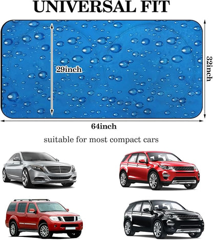 Woanger Windshield Sun Shade Foldable Car Front Window Covers for Car Accessories Sun Heat UV Rays Visor Protector Protection for Universal Cars SUV Truck (Water Droplet)