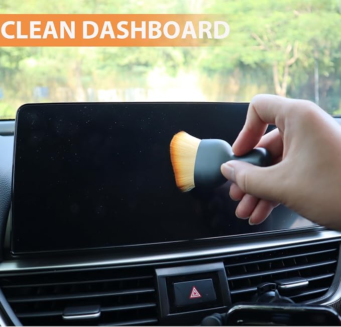 2PCS Car Detailing Brush Car Cleaning Brush Interior, Soft Bristle Dusting Brush Car Interior Cleaning Tool Car Dash Duster Brush for Dashboard, Leather, Air Vents, Computer, Keyboard (White)