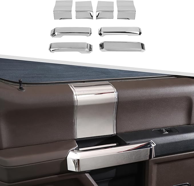 Jimen Compatible with Ford F150 4 Door 2015-2020, 8PCS Inner Door Handle Cover Trim Kits (Chrome)
