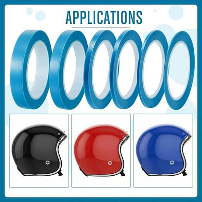 Nezyo 6 Pcs Vinyl Pinstripe Tapes Masking Painter Tapes High Temperature Low Tack Automotive Car Paint for Easy Removal Trim Thin Finishing Masking(Blue,1/16, 1/8,1/5,1/4,1/2, 3/4 Inch)