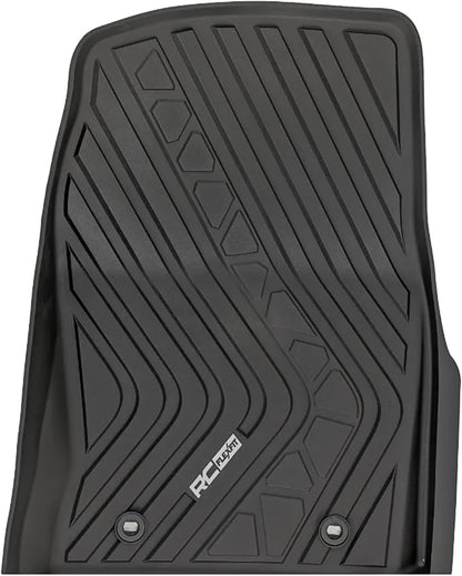 Rough Country Flex-Fit Front Floor Mats for Toyota Tundra (2022–2025) Crew Cab - Custom All-Weather Non-Slip TPE Liners w/Spill Saver Lip