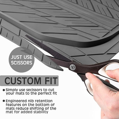 CAR PASS Heavy Rubber Car Floor Mats, Deep Waterproof Car Mats All Weather, Universal Trim-to Fit Automotive Floor Mats for Car SUV Truck Van, Durable Floor Liners (All Gray)