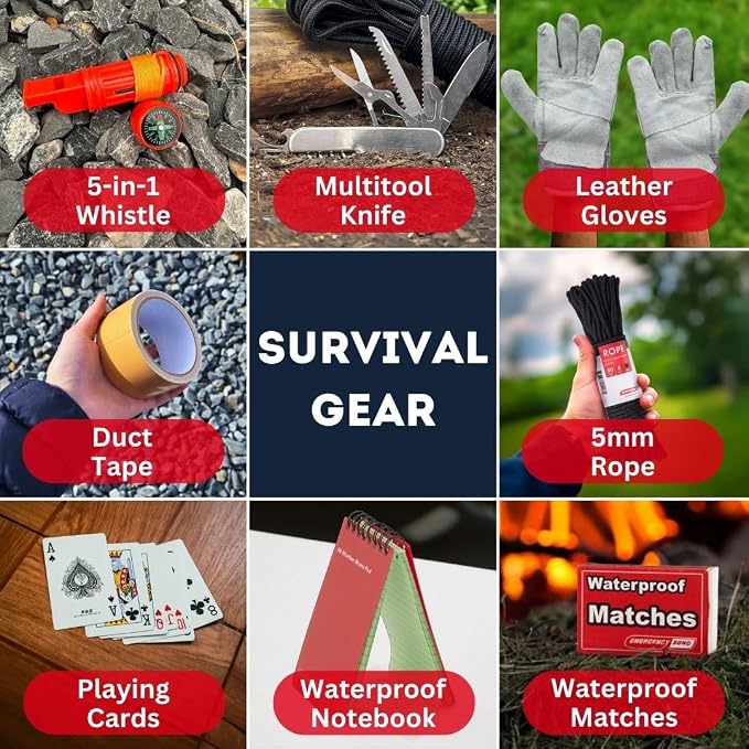Roadside Deluxe Car Emergency Kit – Complete Car Essentials for Winter Car Kit | Includes Jumper Cables, Food & Water, Emergency Gear, and More
