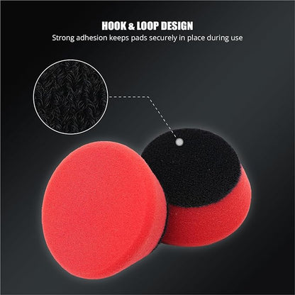 SPTA Red T10 Mini Ultra-Fine Finishing Foam Polishing Pads, 5Pcs 2inch/50mm Sponge Polishing Buffing Pads, Car Foam Detail Polishing Pad Kit for Car Detail Polishing, Small Area Polishing -FPTSS2R