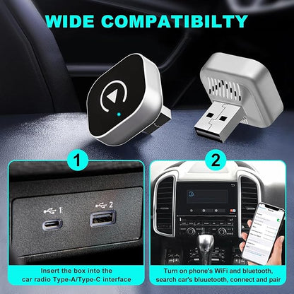 Wireless CarPlay Adapter for iPhone, Apple CarPlay Wireless Converter | 2026 Upgrade Plug & Play Mini USB CarPlay Dongle, Fast Stable Connection for Wired CarPlay Cars