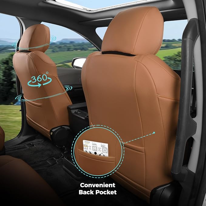 Customized for Toyota Sienna Seat Covers 2021-2026 Sienna 8 Seats 3 Row, Leather Car Seat Covers Waterproof Seat Covers Full Set for Cars, Car Seat Protectors, Airbag Compatible(Brown)