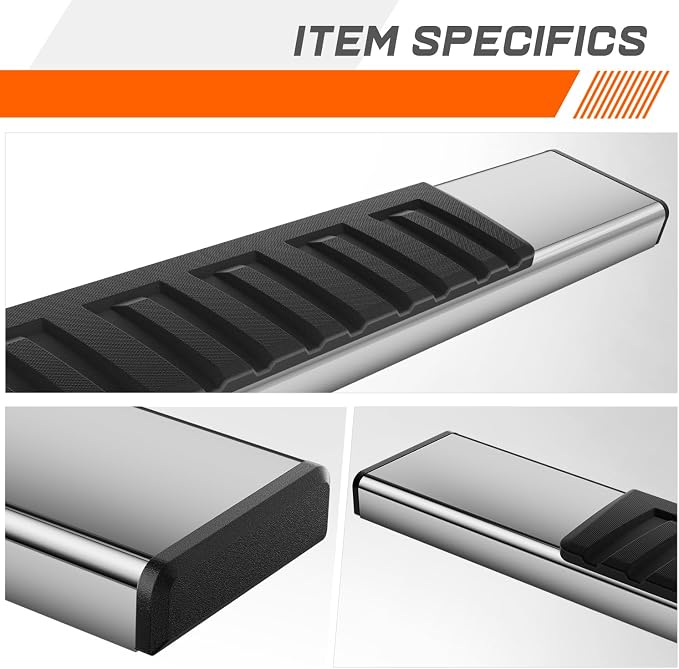 [Pair] 6.75 Inch Chrome Stainless Steel Running Boards Side Step Bars Compatible with 07-19 Silverado Sierra Regular Cab