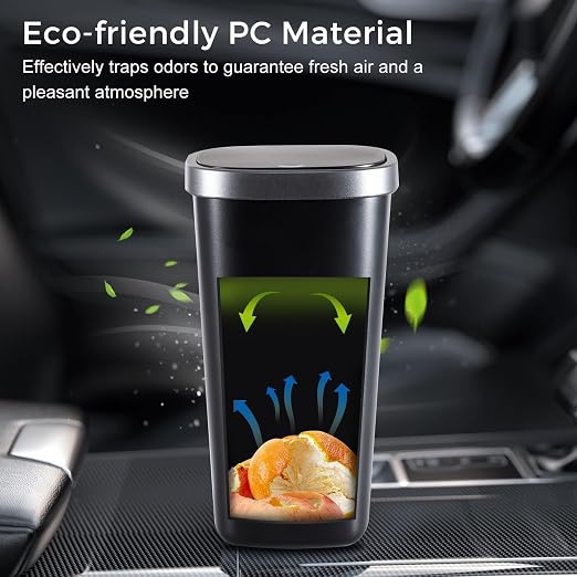 CoBak Car Trash Can with Pop-Up Lid - Elegant Cup Holder or Door Side Trash Container for a Clean and Organized Car Garage