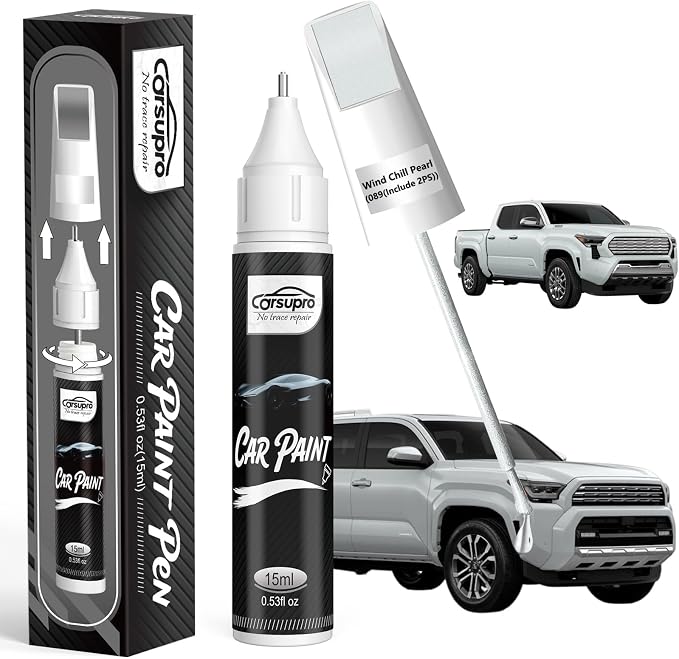 Wind Chill Pearl(089(Include 2PS)) for Toyota Touch Up Paint Pen, 2 in 1 Car Scratch Remover with Pen Tip and Brush, Precise Color Match for Car Paint Scratch Repair, Quickly and Easily Fix Chips and Nicks