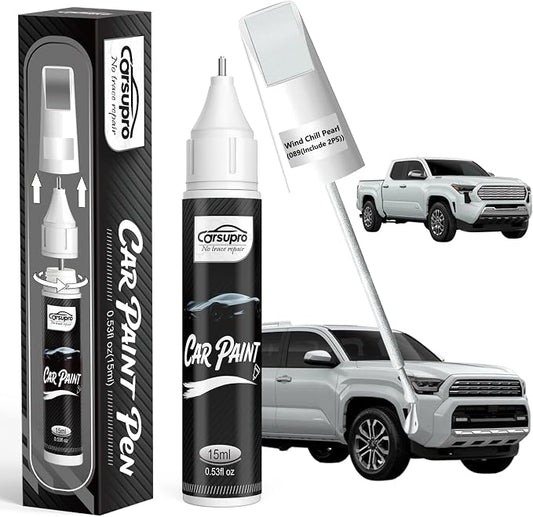 Wind Chill Pearl(089(Include 2PS)) for Toyota Touch Up Paint Pen, 2 in 1 Car Scratch Remover with Pen Tip and Brush, Precise Color Match for Car Paint Scratch Repair, Quickly and Easily Fix Chips and Nicks