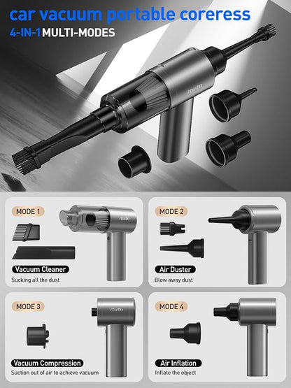 Mini Car Vacuum, 12000PA Powerful Suction, Portable Vacuum for Car, Handheld Cordless Small Vacuum Cleaner & Air Duster for Home, Desk,PC, Keyboard