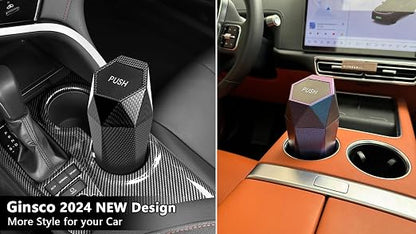 Ginsco Car Trash Can with Lid, Cup Holder Garbage Can for Car, Garbage Bin Cars Accessories for Interior, Leakproof Small Trash Bin, Mini Trash Can for Cars, Home, Bedroom, Office(Black)