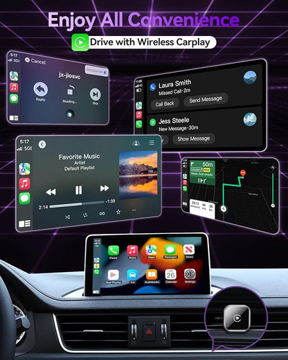 2026 Upgrade Wireless CarPlay Adapter for iPhone, Convert Factory Wired to Wireless CarPlay Dongle, Plug and Play Fast Auto-Connect, Low Latency Car Gadget for 2015+ OEM Wired Cars & iOS 10+