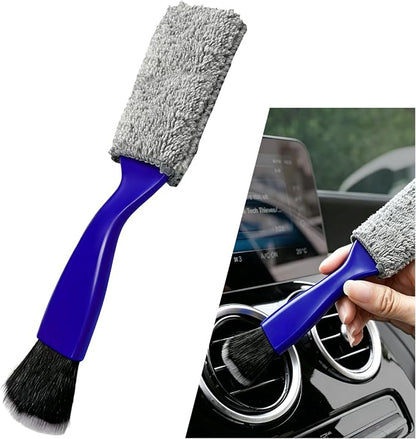 2 in 1 Duster for Car Clean, Portable Double Head Auto Detailing Brush, Soft Double-Ended Dust Removal Brush Interior Cleaning Tool for Most Vehicles, Car Accessories (Blue)