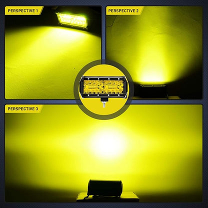 Nilight LED Pods 2Pcs 6.5 Inch 120W Yellow Flood Spot Combo Triple Row Driving Lamp Roof Bumper Off Road LED Work Lights Bar for Van Camper Wagon Car Pickup Golf Cart ATV UTV SUV Truck Boat 4x4