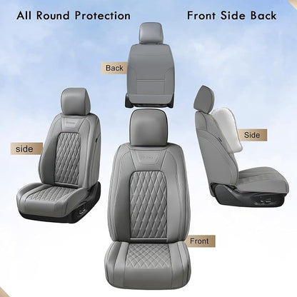Coverado Leather Car Seat Cover, Custom Fit for Ford F150 Seat Covers, Ford F150 Truck Seat Covers Waterproof Fit for 2015-2026 F150 & 2017-2026 F250 F350 F450 Gray - Front Pair