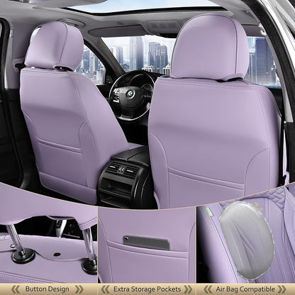 FLORICH Leather Seat Covers Full Set Purple Car Seat Cover Full Coverage Seat Covers Front Seats and Rear Waterproof Car Seat Cushion Protector Universal Fit for Most Cars Trucks SUVs