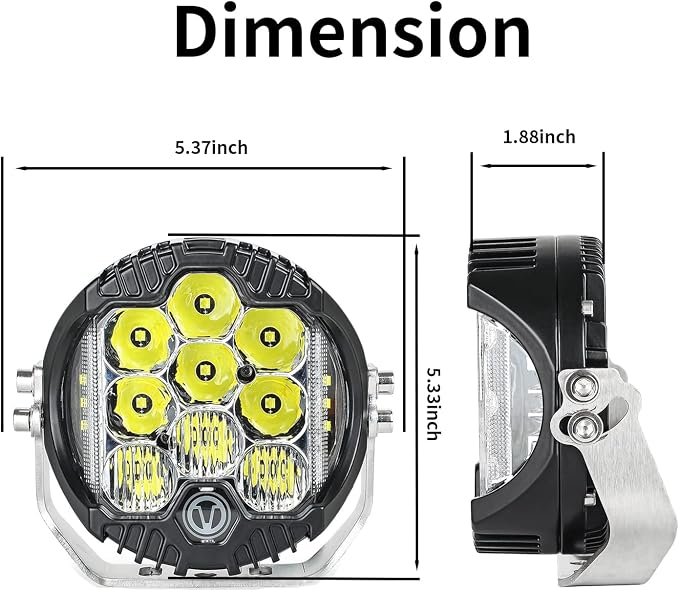 5 Inch 50W LED Driving Light, 5000LM Offroad Light IP67 Waterproof Round Work Light Spot Flood Combo for Wrangler, ATV, SUV, UTV, Trucks, Pickup, 4x4, F150 - Pack of 1