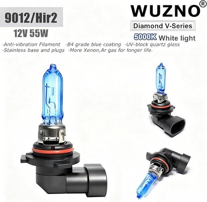 9012 Halogen Headlight Bulb 12V 55W, Auto Light Hir2 For High & Low Beam White 5000K Headlamp Head light Super Bright Long Life 2 pack
