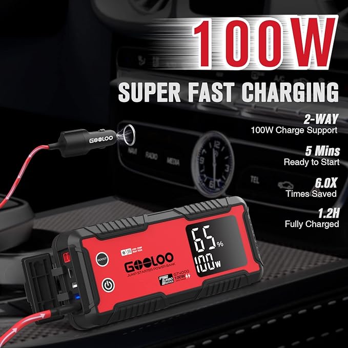 GOOLOO GT4000 Arctic Jump Starter with -40℉ Pre-Heating Tech for Cold-Start,4000A 100W Two-Way Fast-Charging 12V SuperSafe Portable Battery Booster Pack,Jump Box for 10L Diesel and 12L Gas Engine