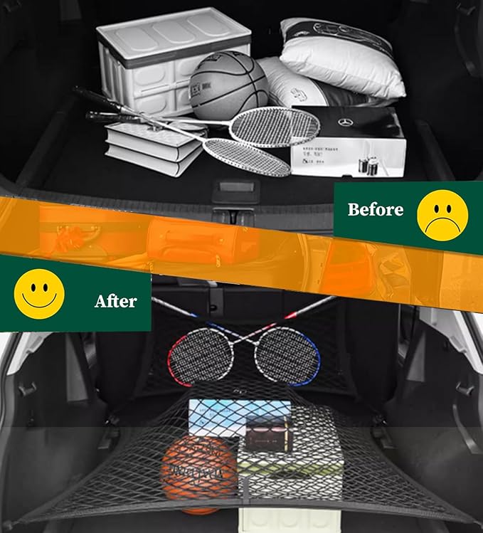 Rear Floor Style Cargo Net Compatible with Toyota RAV4 New 2026-2019, 2026 2025 2024 2023 2022 2021 2020 2019 Premier SUV Nylon Mesh Car Tailgate Trunk Netting