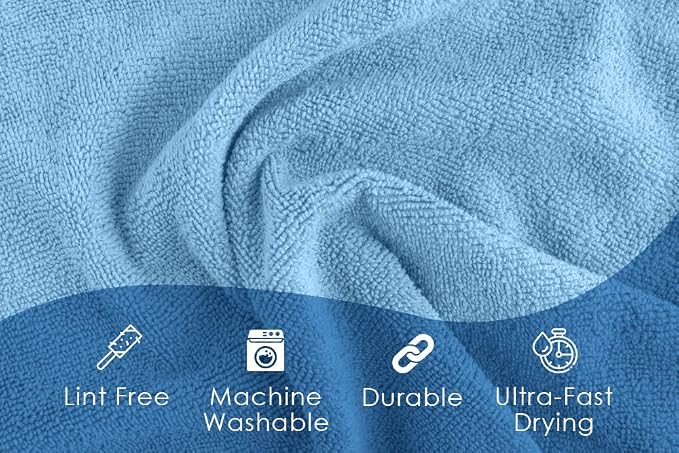Avalon Towels Microfiber Cleaning Cloths (Value Pack of 48) - Size 16 x 16 Inches, Highly Absorbent Cleaning Rags, Lint Free, Reusable and Washable, Microfiber Towels for Cars