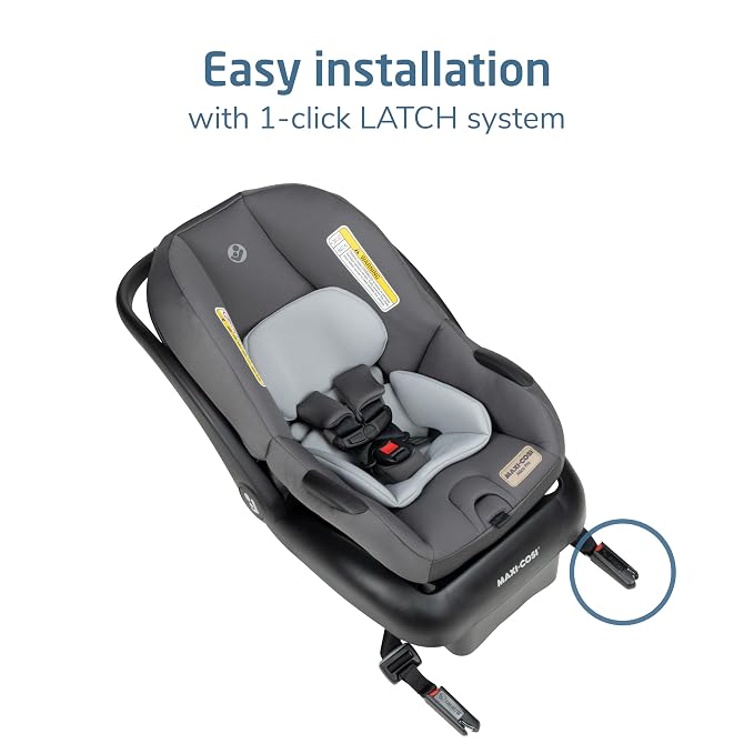 Maxi-Cosi Mico Pro Baby Infant Car Seat with Base, Ventilated Chair, Soft Headrest Pad, Easy-Install Latch, Adjustable Belt Guide, 3-Position Base, Stroller-Ready, 4-30 lbs, up to 32 in, Sea Salt