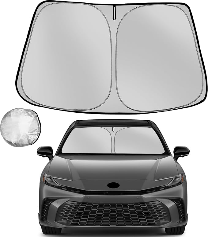 Windshield Sun Shade for 2025 2026 Toyota Camry Foldable Sun Sunshade for Car Front Window Blocks UV Rays and Heat Automotive Interior Protector Custom Fit Accessories