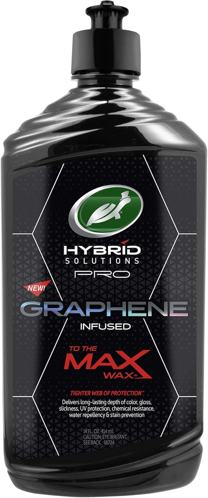 Turtle Wax 53479 Hybrid Solutions Pro to The Max Wax Graphene Liquid Wax, Patent-Pending Advanced Paint Protection, Extreme Gloss High Shine Finish, for Cars Trucks and More, 14 oz. (Pack of 1)