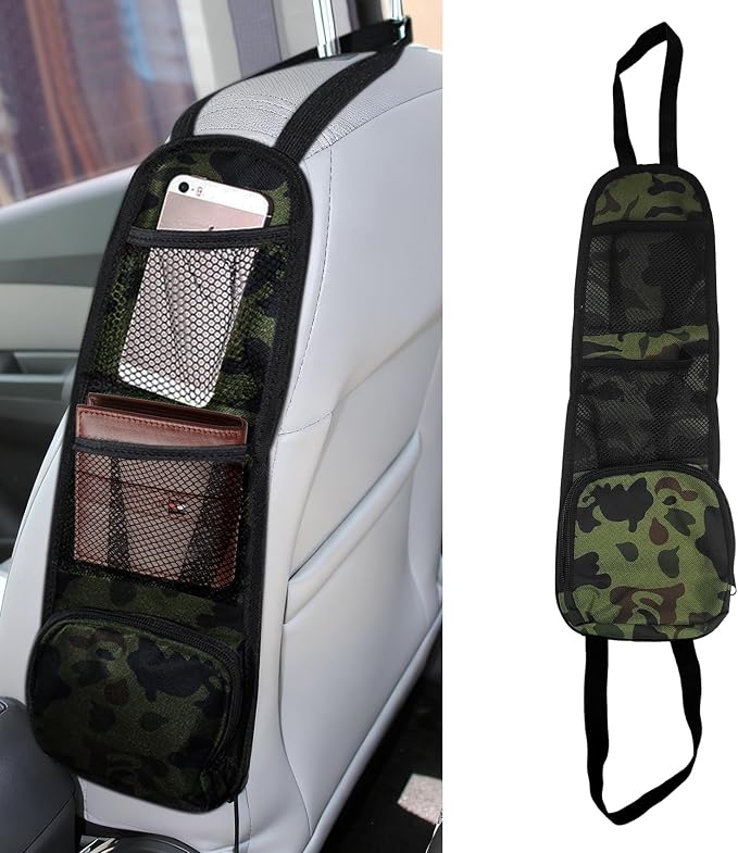 Car Seat Side Organizer, Seat Side Storage Pocket, Multifunctional Mesh Net Pocket, Car Multi-Pockets Backseat Organizer Side Hanging Bag for Storage Coins, Cell Phones, Glasses (Green, 1PCS)