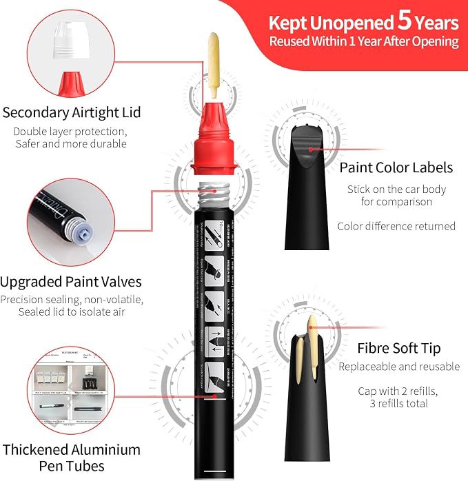 Carhoo A73 Jerez Black Touch Up Paint Compatible with BMW, Genuine Custom Color Car Touch Up Paint, With Pen Tip & Fine Brush - 0.56 Fl Oz(16ml)