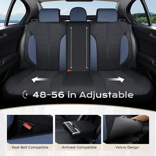 Coverado Seat Cover, Car Seat Cover Rear Seats, 3D Air Mesh Breathable Seat Protectors Sports Carbon Fiber Design Airbag Compatible Comfort Universal for Most Cars, Van,Trucks, SUV, Black&Blue