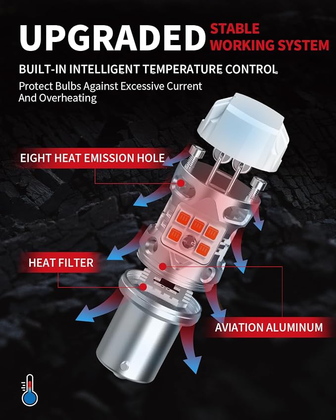 LASFIT T3 1156 LED Bulb Amber Turn Signal Built In Resistor 7506 CANBUS Ready Error Free New 500% Bright Blinker 4000LM Light 1156A P21W 1141 1003 BA15S Front Rear Anti Flicker Hyper Flash (2pcs)