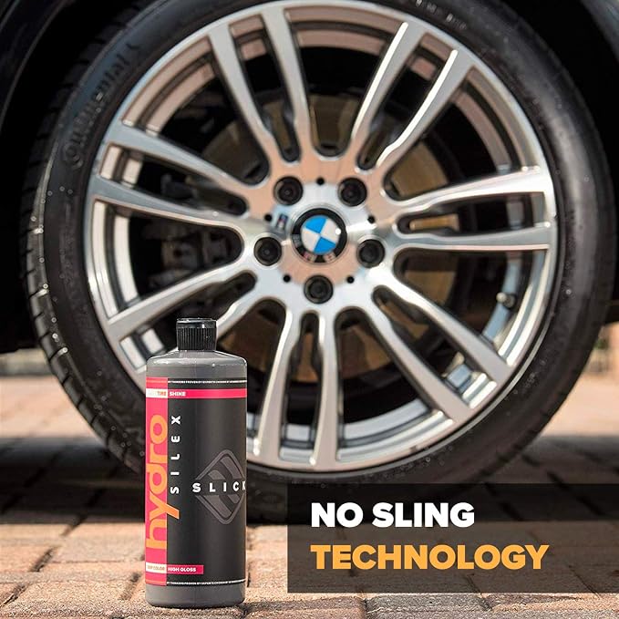 Car Tire Shine Gel and Conditioner. SIO2 & Black Dye Infused, No Sling Formula. Enhances Tires Color & Finish, Leaves Your Tires Looking Clean For Weeks. (16oz)