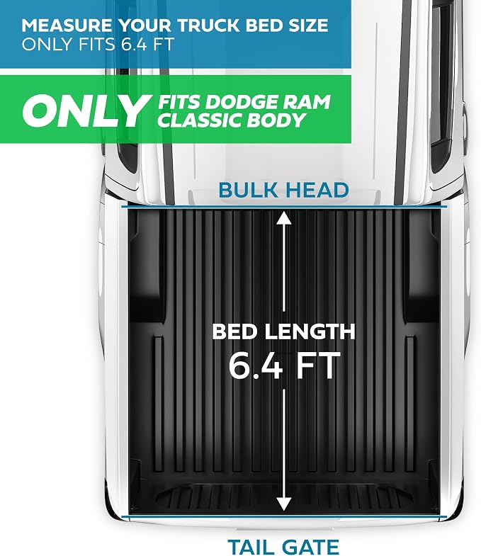 MotorBox Truck Tonneau Cover for Ram 1500 (2002-2023) / Ram 2500 & 3500 (2003-2020) with 6.4 ft Bed Length, All-Weather Retractable Soft Roll-Up Truck Bed Cover with Gray Stripes