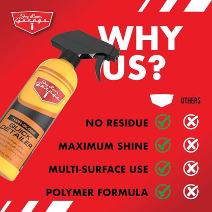 Jay Leno's Garage Quick Detailer Spray – Car Detailing Spray and Auto Detailer Spray for a High Gloss Finish, Fast Shine Car Exterior Cleaner and Everyday Easy Quick Detail Automotive Cleaner (16 oz)