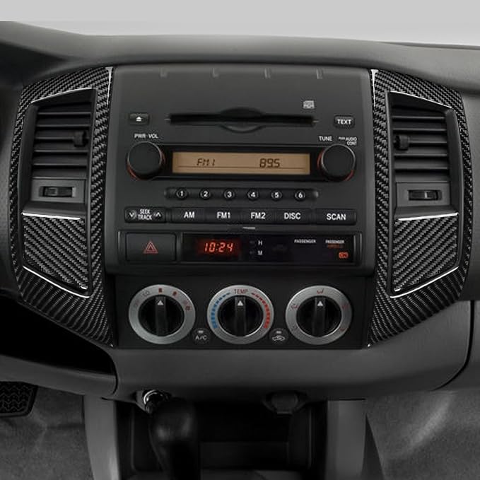 NVCNX Real Premium Carbon Fiber for Toyota 2nd Gen Tacoma Accessories 2005-2011 2006 2007 2008 2009 2010 Car Dash Center Air Vent Panel Cover Interior Trim Thick Overlay Sticker Decal 4PCs - Style B