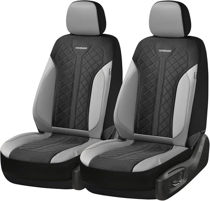 Coverado Leather Car Seat Cover for 2 Seats Front Seat Covers Waterproof Seat Covers 2-Pack Luxury Car Seat Protectors Universal Fit for Most Vehicles, SUV, Truck, Sedan