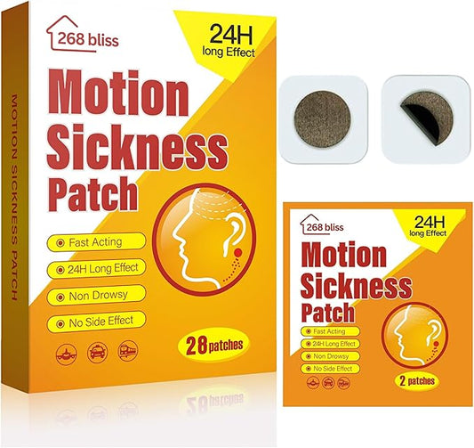 Motion Sickness Patches for Cruise,Car,Bus,Ships,Airplane,Park Rides - Non-Drowsy - Travel Essentials for Adults and Kids (28 Count (Pack of 1))